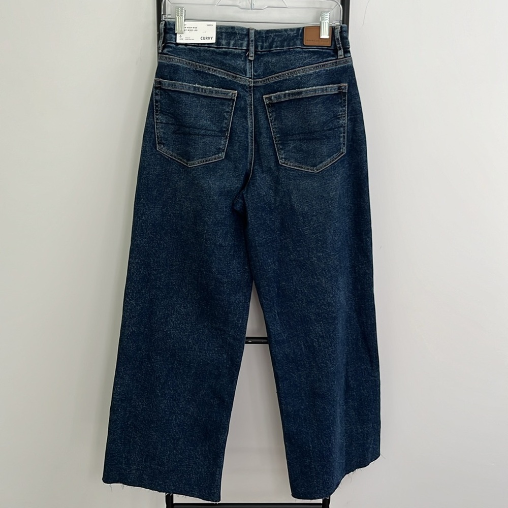 American Eagle Curvy Super High Rise Baggy Blue Women Jeans Size 28 / 6 New - Picture 3 of 11